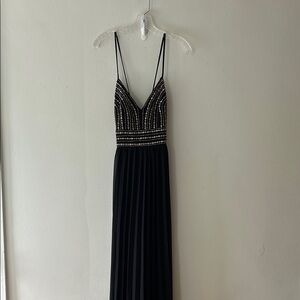 Lulu's Black Embellished Pleated Maxi Gown